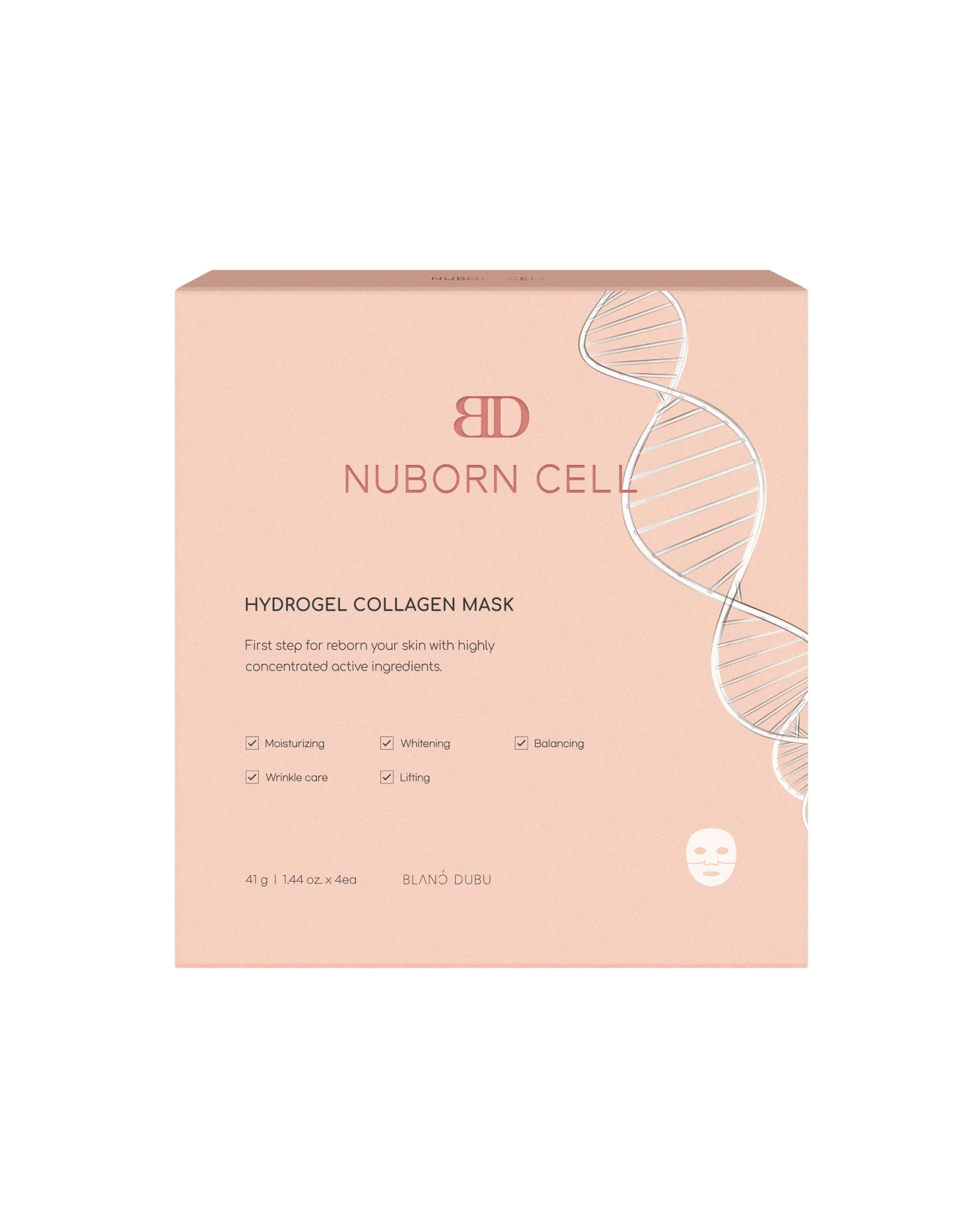 Blanc Dubu Nuborn Cell Hydrogel Collagen Mask (4-Pack) | Hydrogel Firming Mask for Deep Hydration & Glass Skin Glow