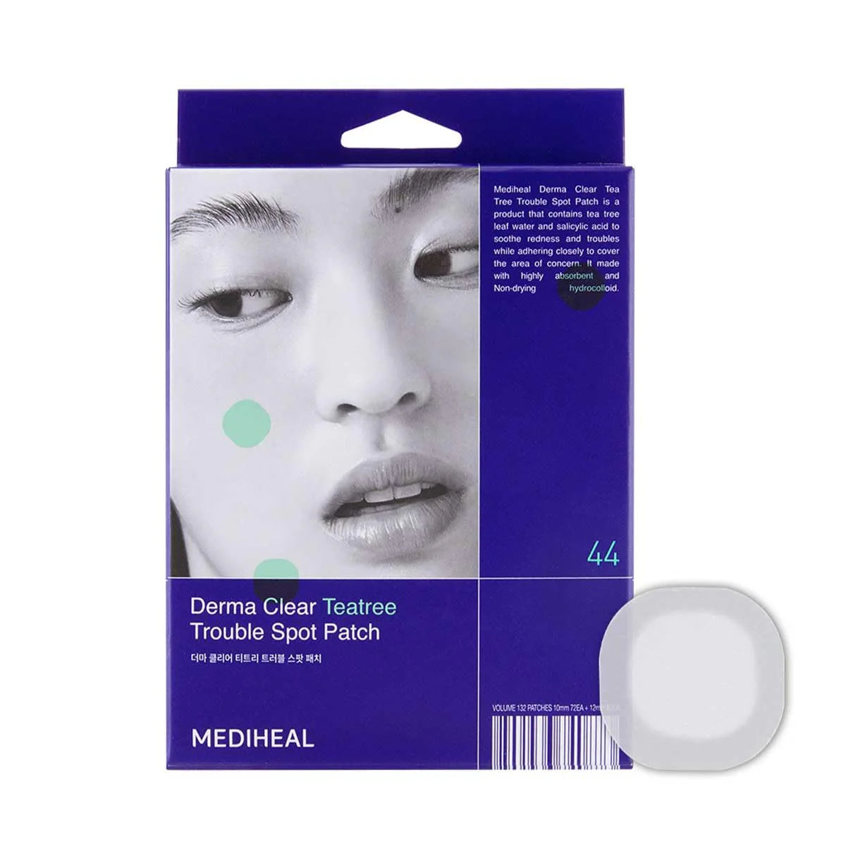 Mediheal Derma Clear Teatree Trouble Spot Patch (44 Each) | Hydrocolloid Acne Patches for Blemish Care & Redness Relief