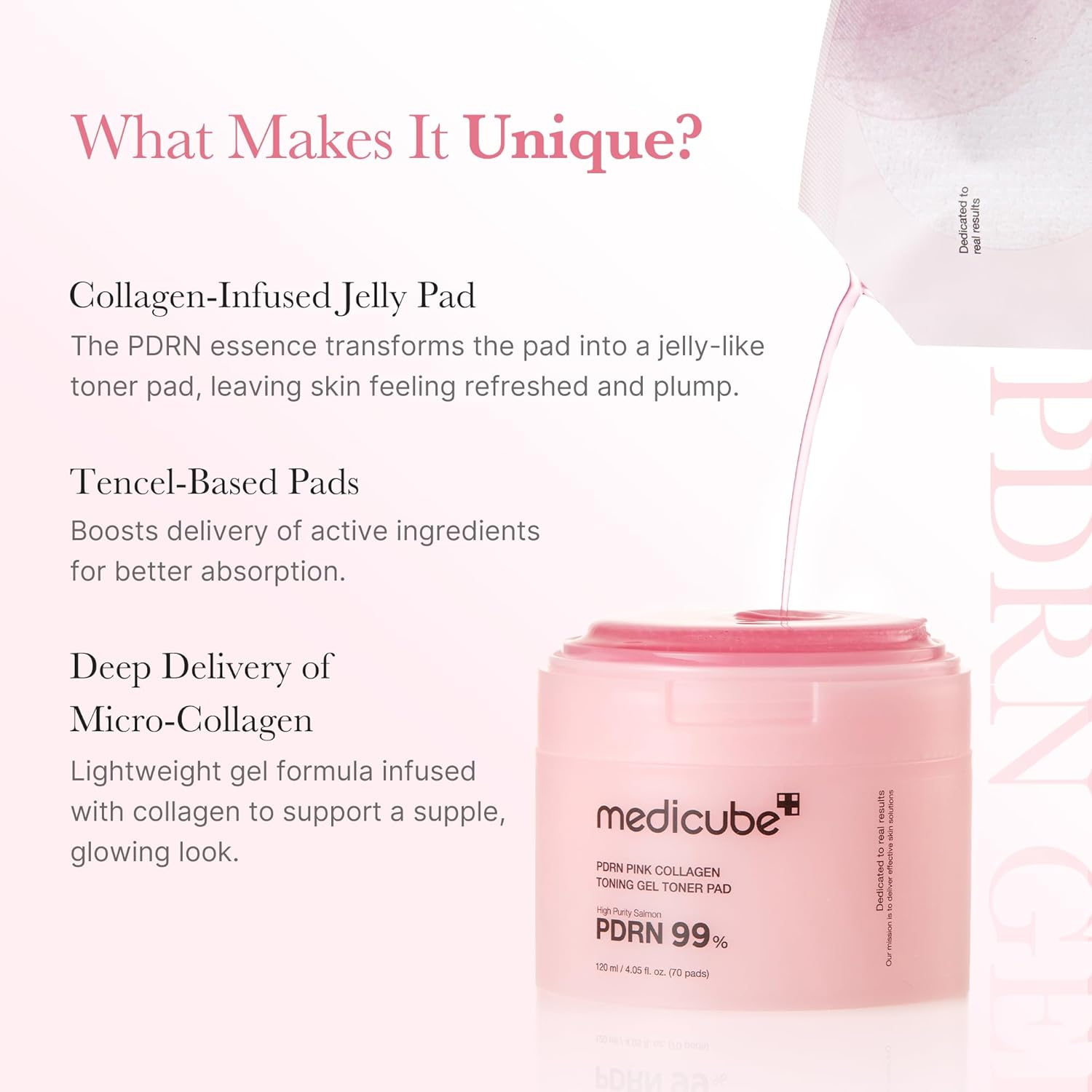 Medicube PDRN Pink Collagen Toning Gel Toner Pad (70 Pads) | K-Beauty Glow & Dark Spot Gel Toner Pads