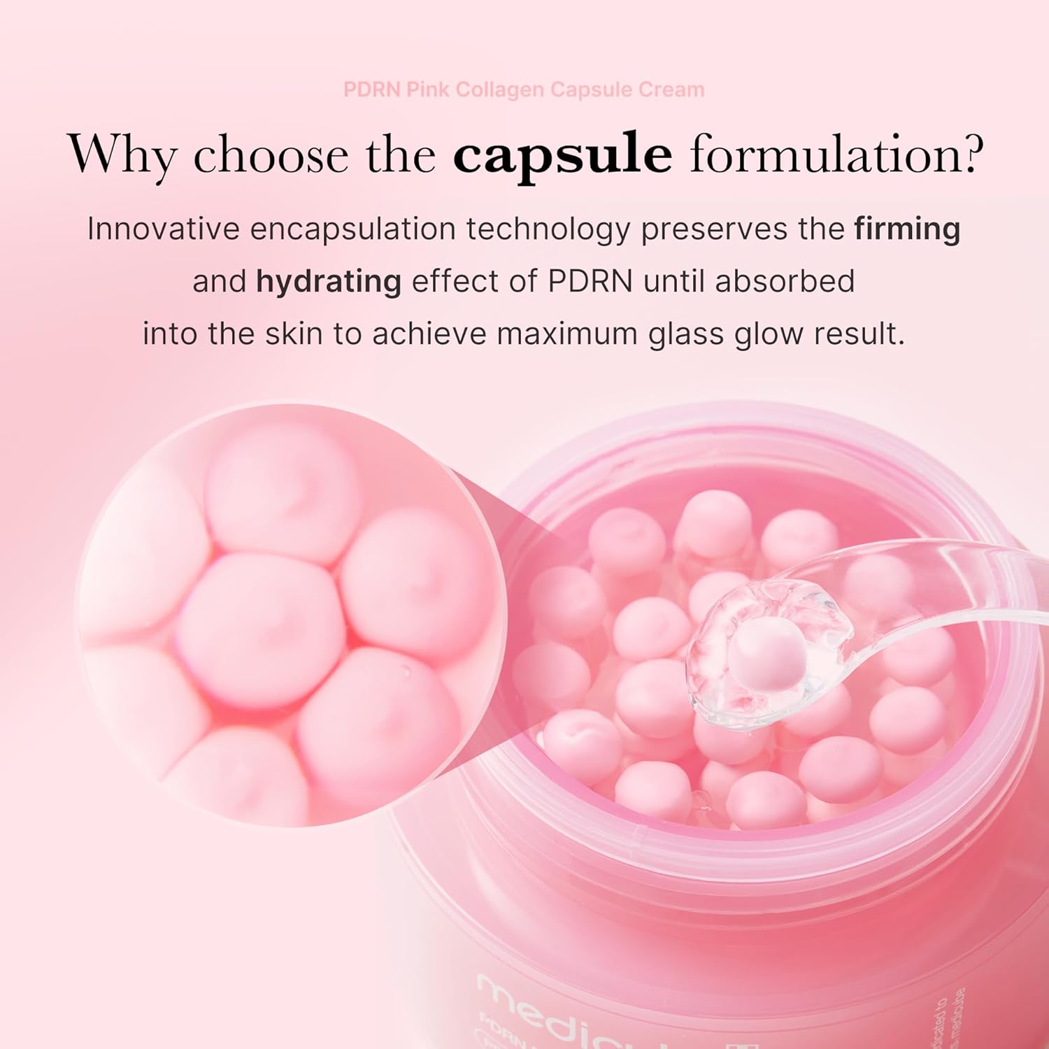 Medicube Salmon DNA PDRN Pink Collagen Capsule Cream (55g / 1.94 oz.) | K-Beauty Glass Glow & Elasticity Dual Cream