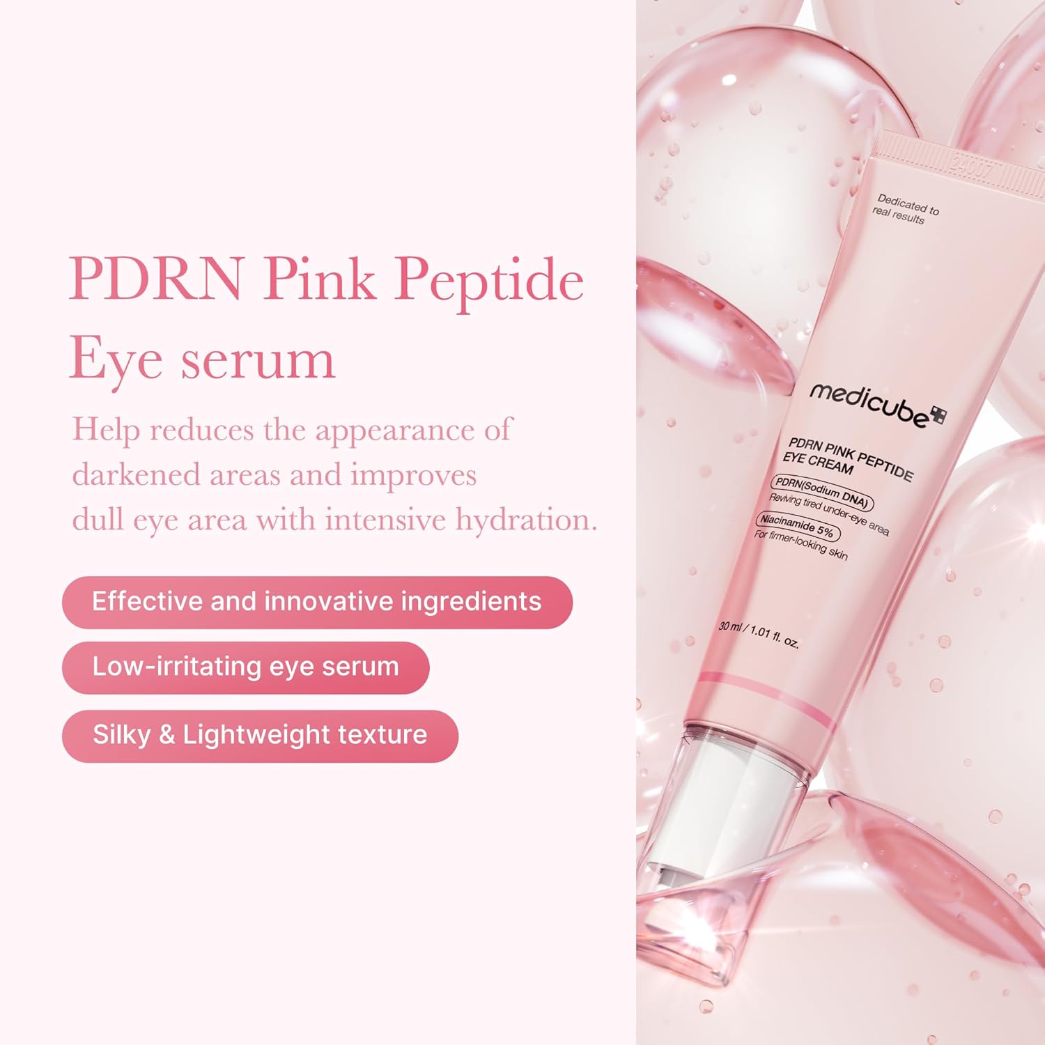 Medicube PDRN Pink Peptide Eye Cream (30ml / 1.01 fl. oz.) | K-Beauty Salmon DNA & 99% Pure Retinol Dark Circle Eye Cream