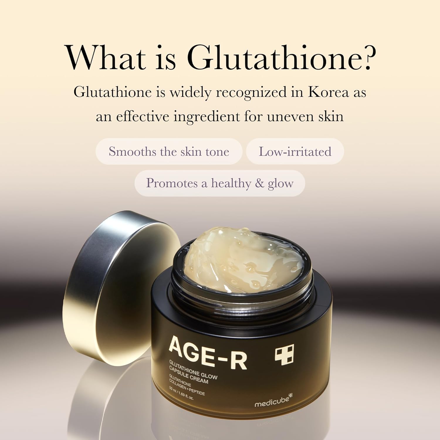 Medicube AGE-R Glutathione Glow Capsule Cream (50ml / 1.69 fl. oz.) | K-Beauty Brightening & Glass Glow Cream