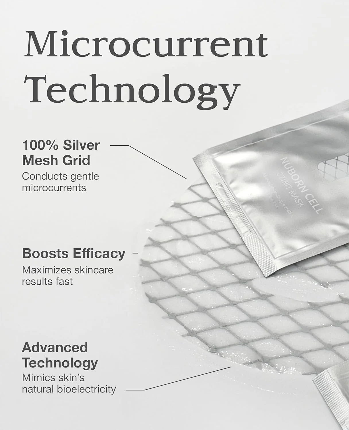 Blanc Dubu Nuborn Cell Zzirit Mask | 5-Pack Microcurrent Silver Mesh Sheet Masks