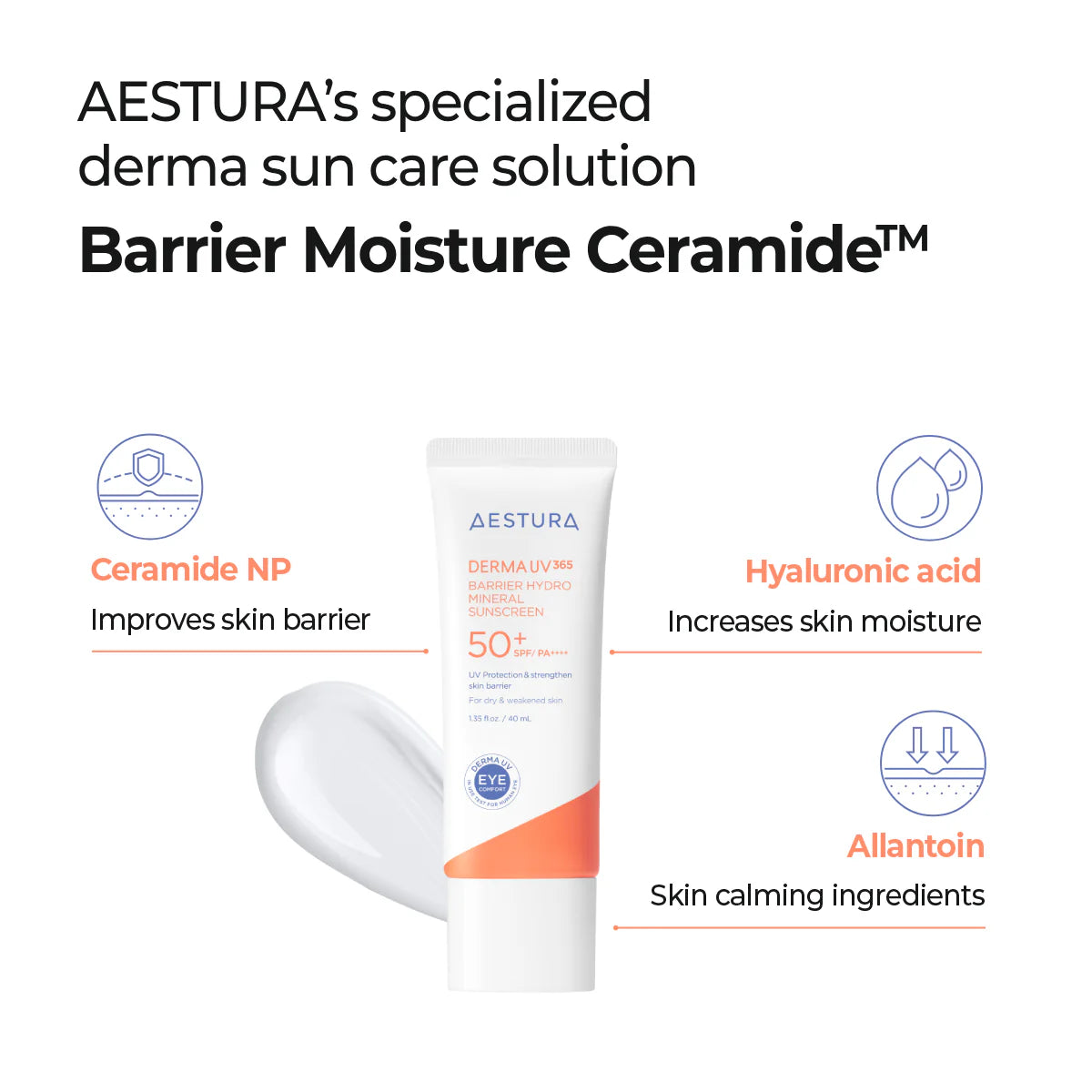 AESTURA Derma UV 365 Barrier Hydro Mineral Sunscreen SPF50+ PA++++ | K-Beauty Zinc Oxide Physical Sunscreen for Sensitive Skin