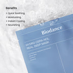 Biodance Hydro Cera-nol Real Deep Mask (1 Box / 4 Sheets) | K-Beauty Ceramide & Glacial Water Soothing Overnight Hydrogel Mask