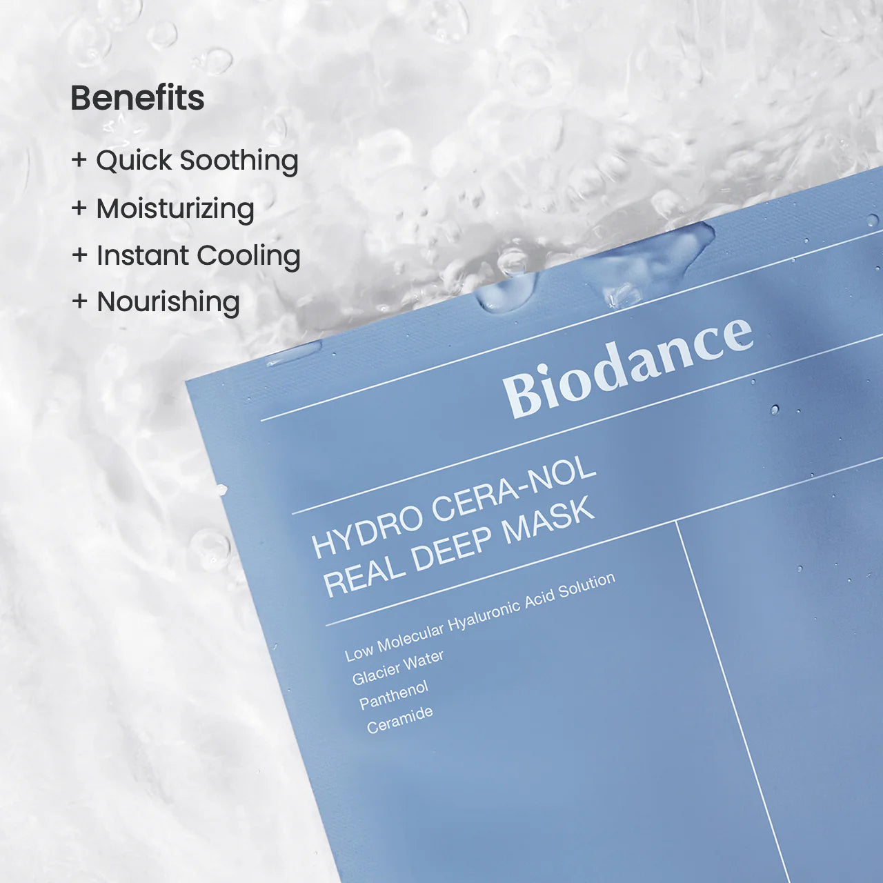Biodance Hydro Cera-nol Real Deep Mask (1 Box / 4 Sheets) | K-Beauty Ceramide & Glacial Water Soothing Overnight Hydrogel Mask