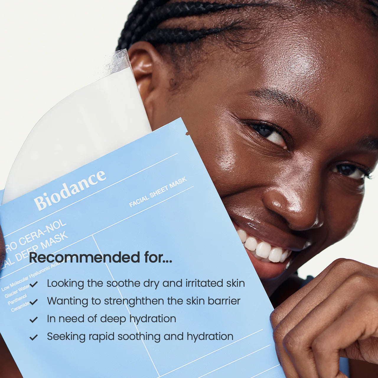 Biodance Hydro Cera-nol Real Deep Mask (1 Box / 4 Sheets) | K-Beauty Ceramide & Glacial Water Soothing Overnight Hydrogel Mask