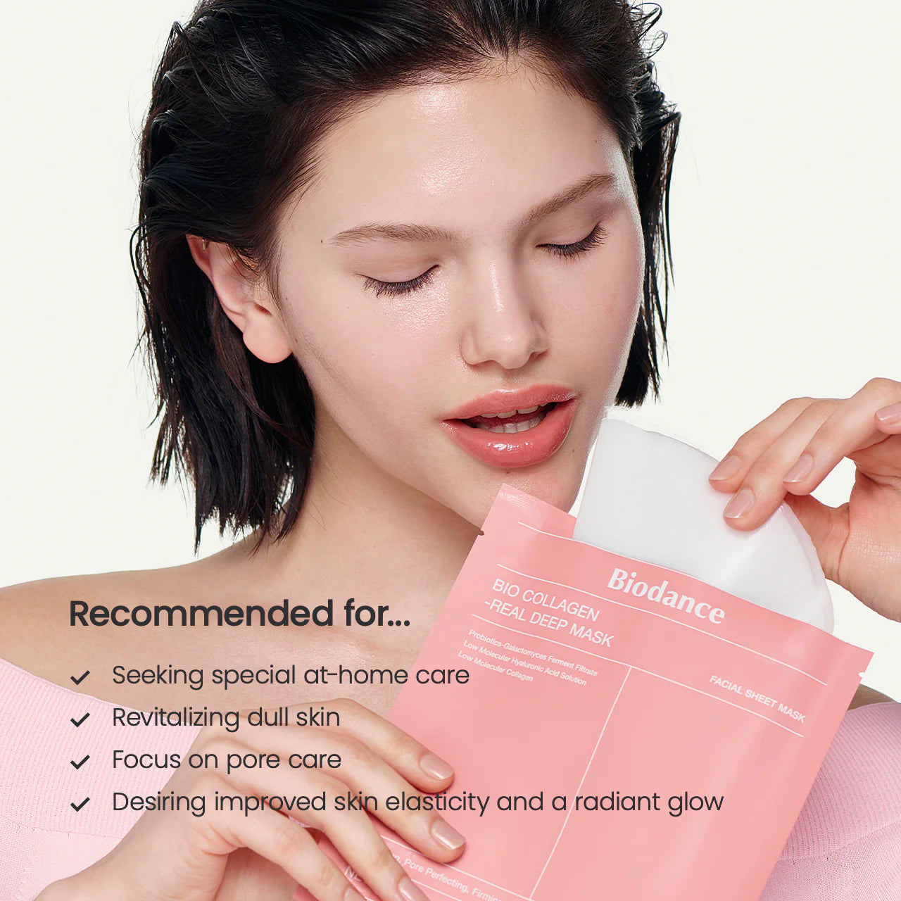 Biodance Bio-Collagen Real Deep Mask (1 Box / 4 Sheets) | K-Beauty 243Da Low Molecular Collagen Overnight Hydrogel Mask